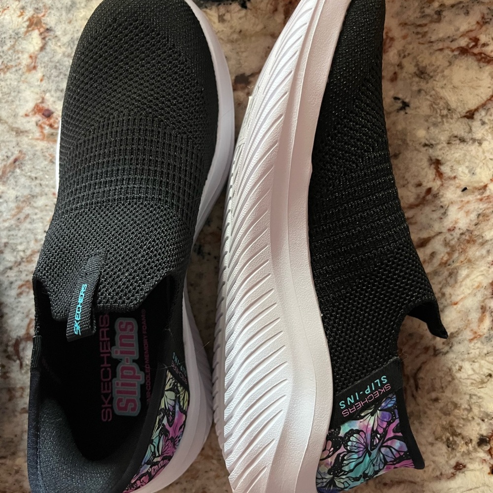 Skechers Black Multi Slip-Ins with Air-Cooled Memory Foam